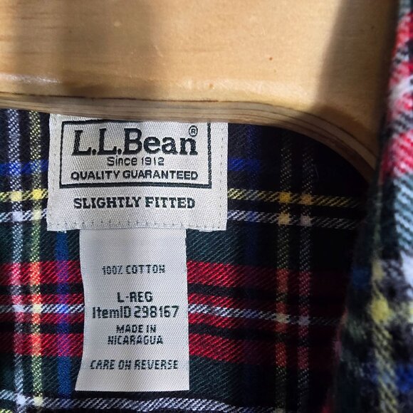 L.L. Bean Flannel‎ Shirt Size Large Mens  Long Sleeve Red Green Blue Plaid - Picture 5 of 5